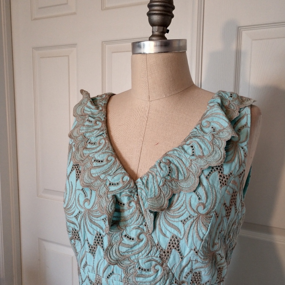 Alex Marie teal lace v neck dress